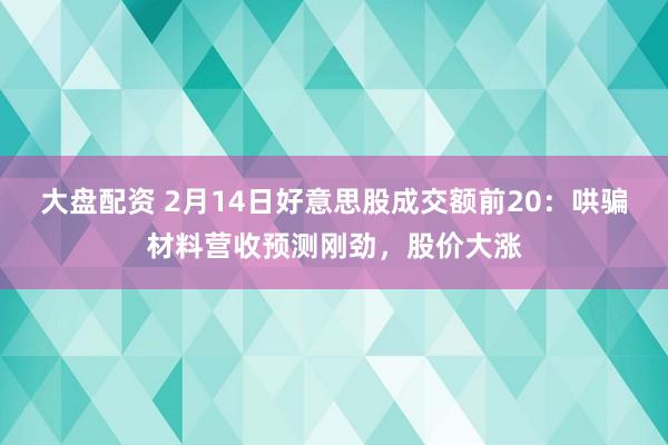大盘配资 2月14日好意思股成交额前20：哄骗材料营收预测刚劲，股价大涨