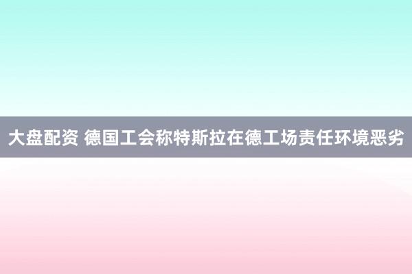 大盘配资 德国工会称特斯拉在德工场责任环境恶劣