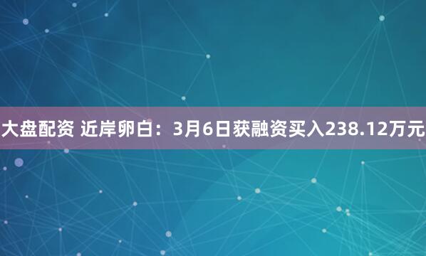 大盘配资 近岸卵白：3月6日获融资买入238.12万元
