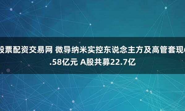 股票配资交易网 微导纳米实控东说念主方及高管套现6.58亿元 A股共募22.7亿