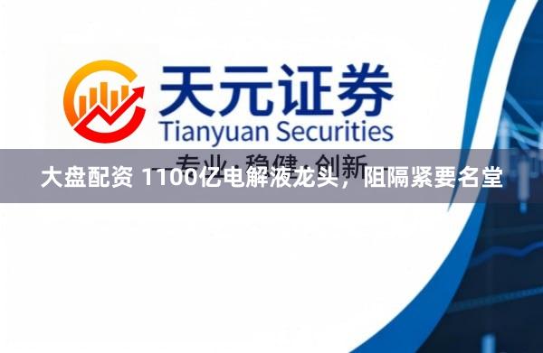 大盘配资 1100亿电解液龙头，阻隔紧要名堂